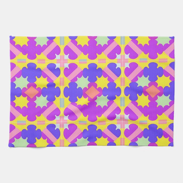 Färgrik geometrisk abstrakt design kökshandduk (Horisontell)