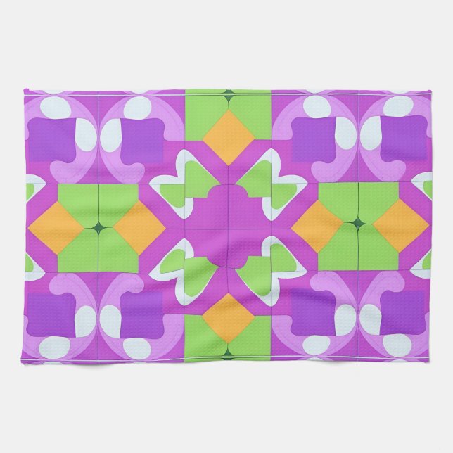 Färgrik geometrisk abstrakt design kökshandduk (Horisontell)