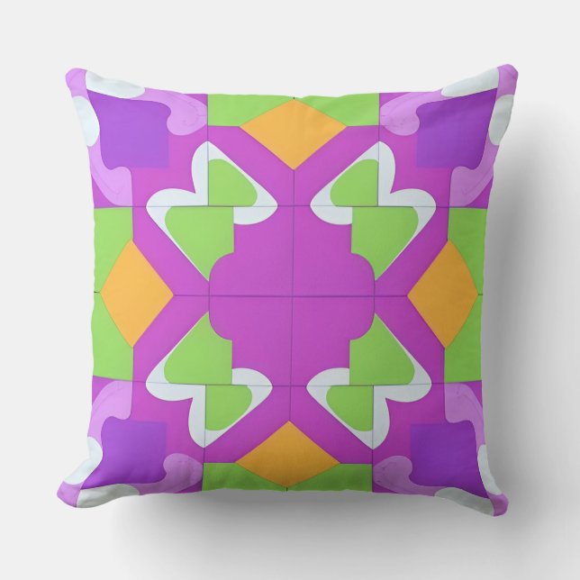 Färgrik geometrisk abstrakt design kudde (Framsida)