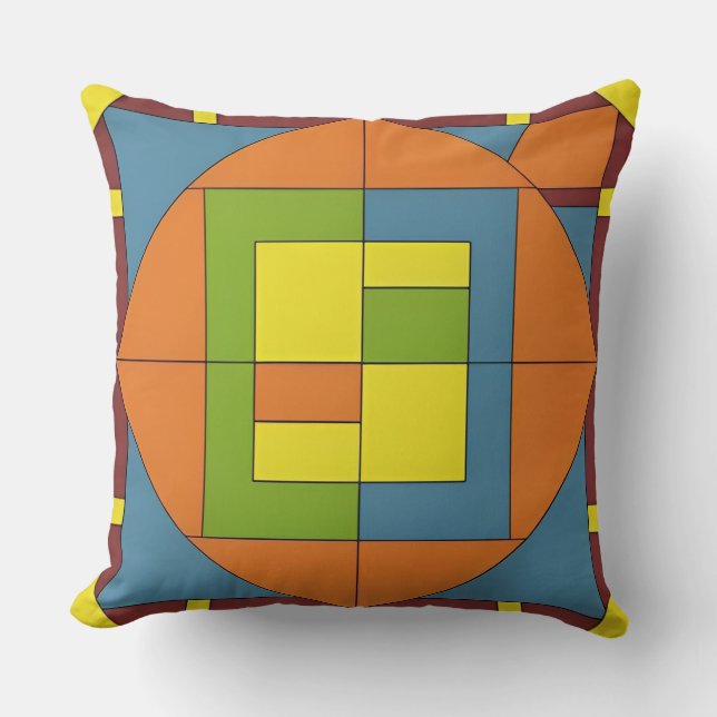 Färgrik geometrisk abstrakt design kudde (Framsida)