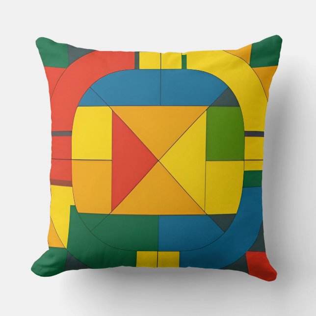 Färgrik geometrisk abstrakt design kudde (Framsida)