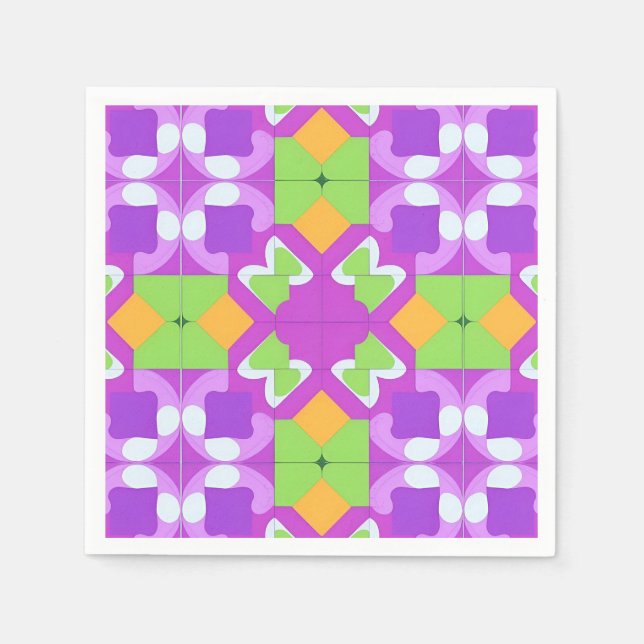 Färgrik geometrisk abstrakt design pappersservett (Framsidan)
