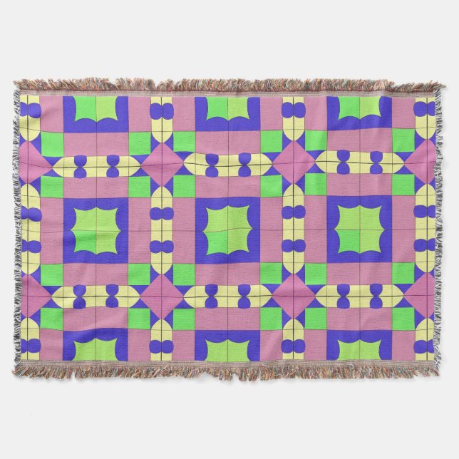 Färgrik geometrisk abstrakt konst filt (Framsidan)
