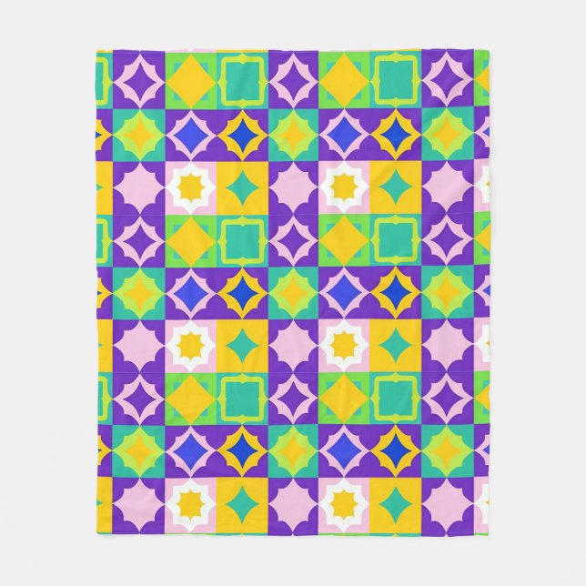 Färgrik geometrisk abstrakt konst fleecefilt (Framsidan)