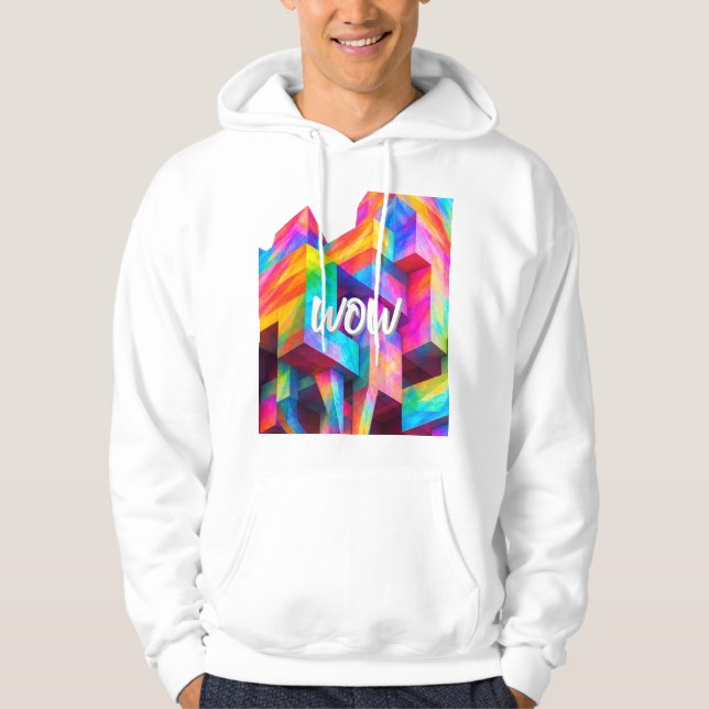 Färgrik geometrisk abstrakt livfull stil hoodie (Framsida)