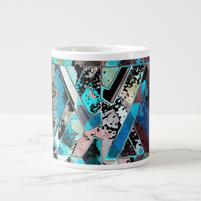 Färgrik geometrisk abstrakt mönster jumbo mugg (Framsidan)