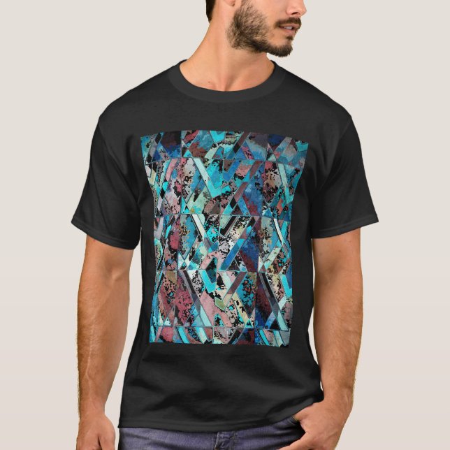 Färgrik geometrisk abstrakt mönster t shirt (Framsida)