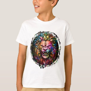 FÄRGRIK GEOMETRISK ABSTRAKT STORSLAGET LEJON VråL T Shirt