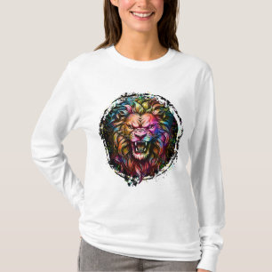 FÄRGRIK GEOMETRISK ABSTRAKT STORSLAGET LEJON VråLA T Shirt