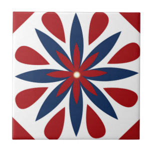 Färgrik geometrisk blommig mönster kakelplatta