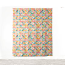 Färgrik geometrisk blommig mönsterduk