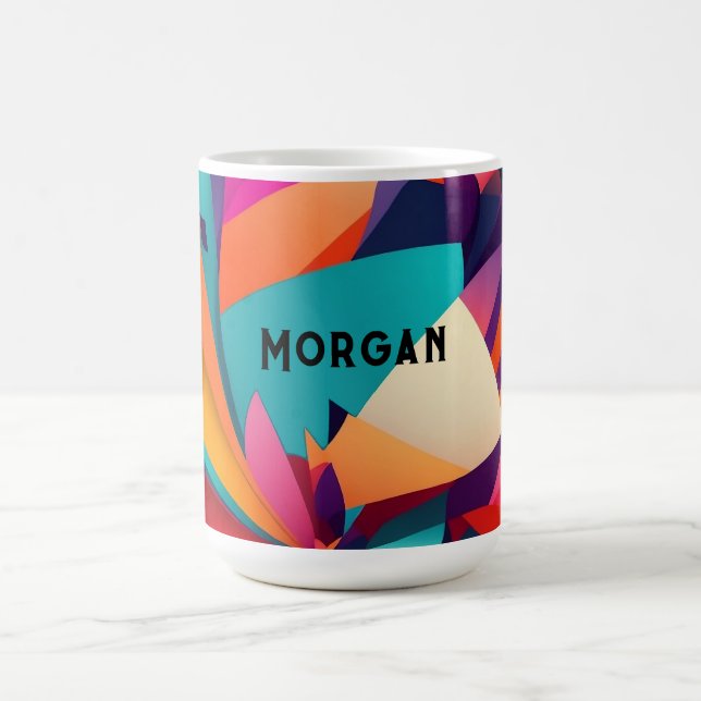 Färgrik geometrisk design, namn eller monogram kaffemugg (Center)
