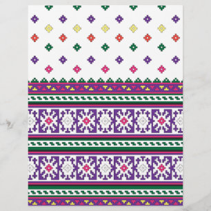 Färgrik geometrisk folkkonst design med blommor