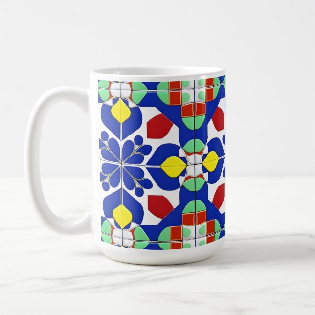 Färgrik geometrisk inspirerad blommig mönster kaffemugg (Vänster)