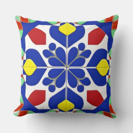 Färgrik geometrisk inspirerad blommig mönster kudde