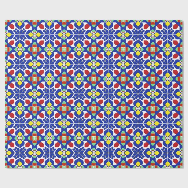 Färgrik geometrisk inspirerad blommig mönster presentpapper (Platt)