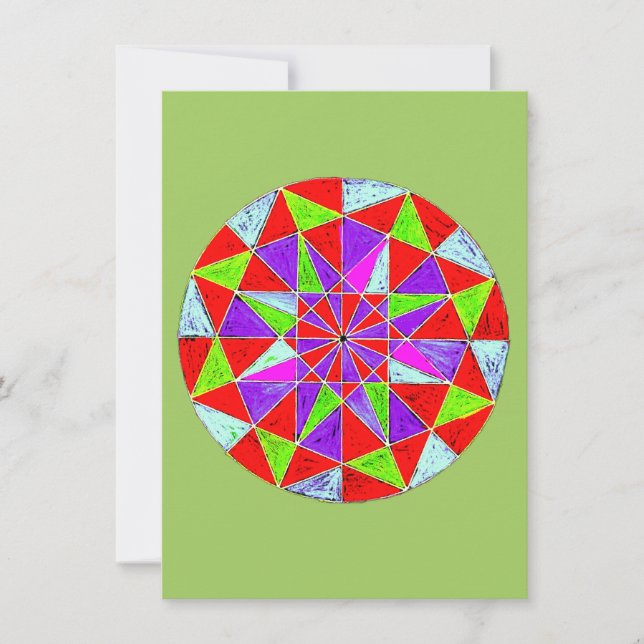 Färgrik geometrisk mandala-design anteckningskort (Framsida)