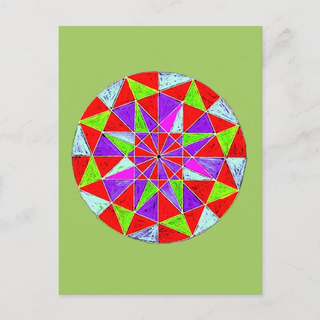 Färgrik geometrisk mandala-design vykort (Framsida)