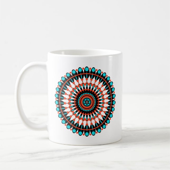 Färgrik geometrisk mandala-konst-46456 kaffemugg (Vänster)