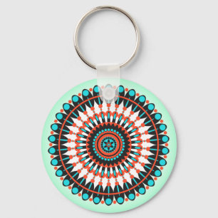 Färgrik geometrisk mandala-konst-46456 nyckelring