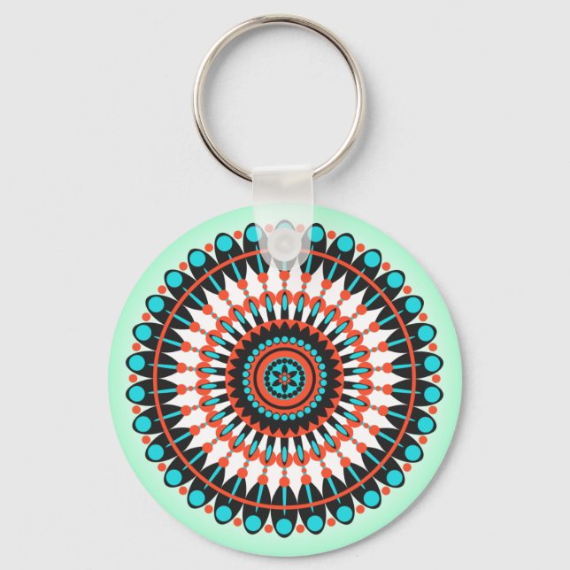 Färgrik geometrisk mandala-konst-46456 nyckelring (Framsida)