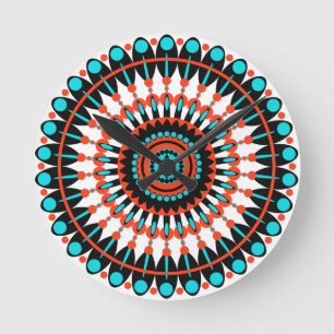 Färgrik geometrisk mandala-konst-46456 rund klocka