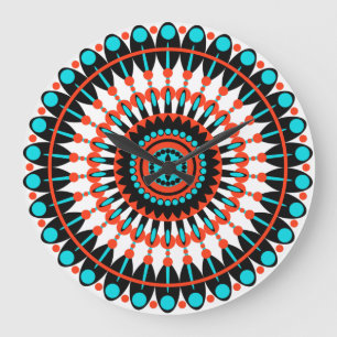 Färgrik geometrisk mandala-konst-46456 stor klocka