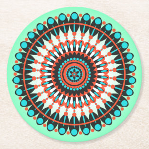 Färgrik geometrisk mandala-konst-46456 underlägg papper rund