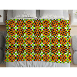 Färgrik geometrisk mandala-mönster fleecefilt