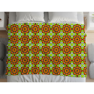 Färgrik geometrisk mandala-mönster fleecefilt