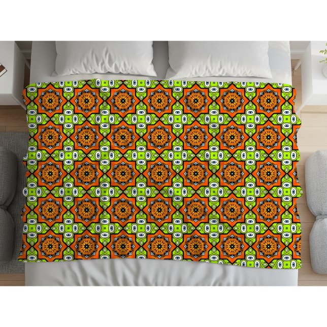 Färgrik geometrisk mandala-mönster fleecefilt (Skapare uppladdad)