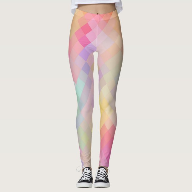 Färgrik geometrisk modern diamantmönster #13 leggings (Framsida)