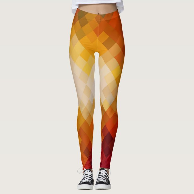 Färgrik geometrisk modern diamantmönster #16 leggings (Framsida)