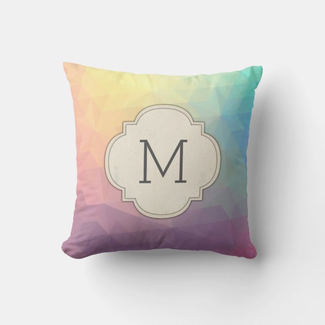 Färgrik geometrisk Monogram Kudde (Framsida)