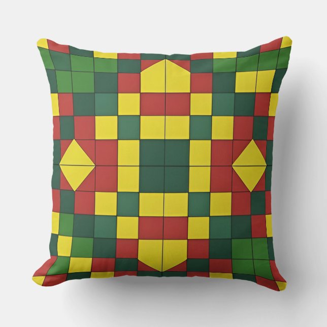 Färgrik geometrisk mönster med abstrakta former kudde (Framsida)