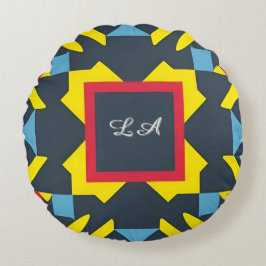 Färgrik geometrisk mönster med abstrakta former rund kudde