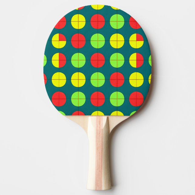 Färgrik geometrisk mönster med grönt, rött pingisracket (Framsidan)