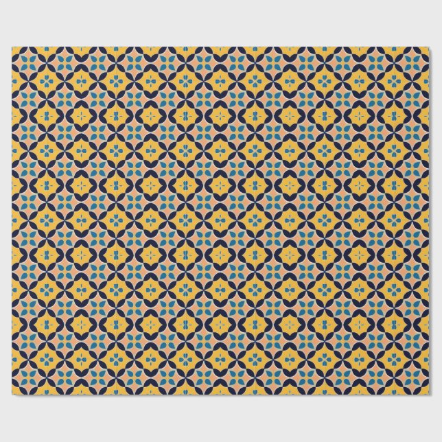 Färgrik geometrisk mönster med retro-plattdesign presentpapper (Platt)