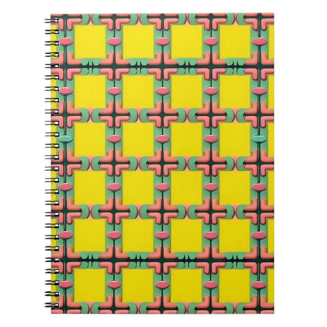 Färgrik geometrisk mönster med symmetrisk design anteckningsbok (Framsidan)