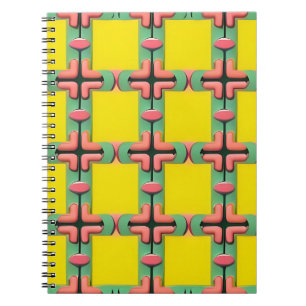 Färgrik geometrisk mönster med symmetrisk design anteckningsbok
