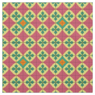 Färgrik geometrisk mönster med symmetrisk kakel tyg
