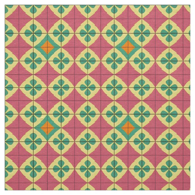 Färgrik geometrisk mönster med symmetrisk kakel tyg (Prov)