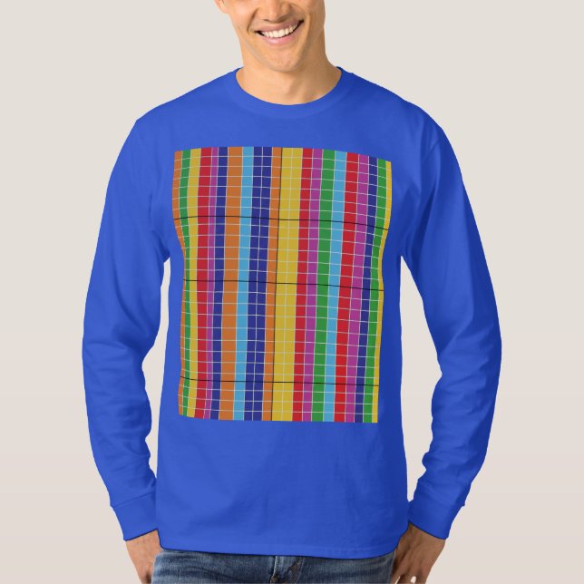 Färgrik geometrisk mönsterblå hoodie | Modern Ab T Shirt (Framsida)