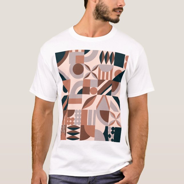 Färgrik geometrisk mosaik, abstrakt bakgrund. t shirt (Framsida)