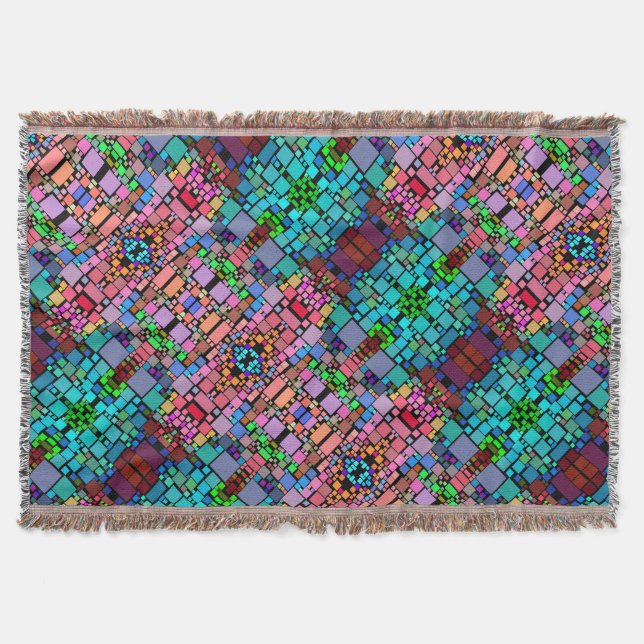 Färgrik geometrisk mosaikfilt filt (Framsidan)