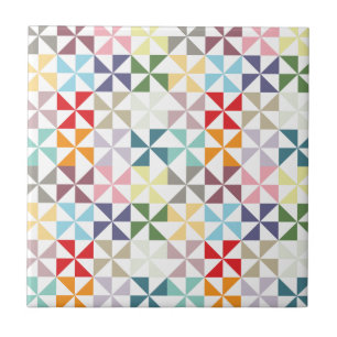 Färgrik geometrisk Pinwheel Kakelplatta