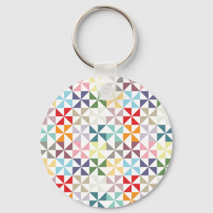 Färgrik geometrisk Pinwheel Nyckelring