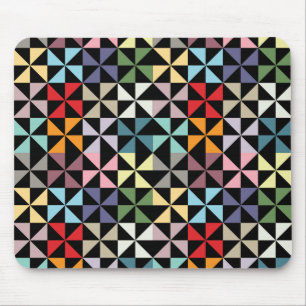 Färgrik geometrisk Pinwheelsvart Musmatta