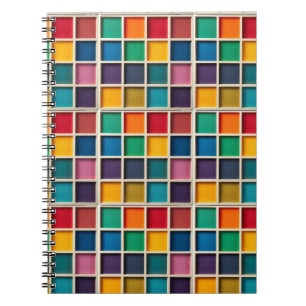 Färgrik geometrisk rutnäts panel anteckningsbok