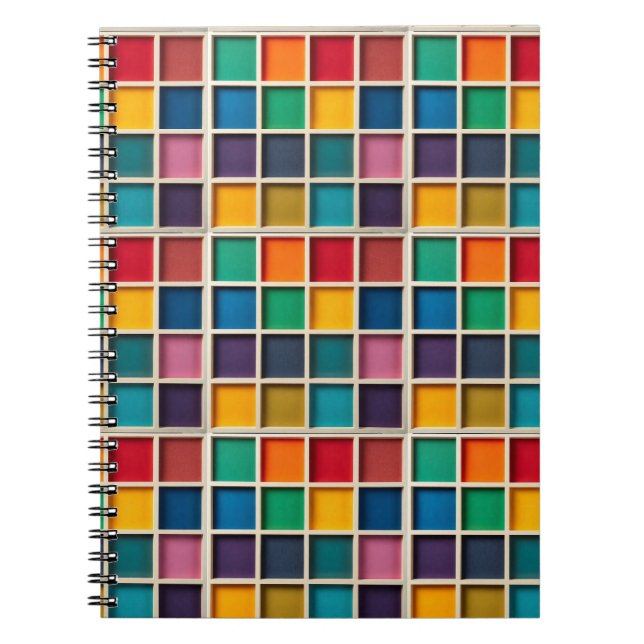 Färgrik geometrisk rutnäts panel anteckningsbok (Framsidan)
